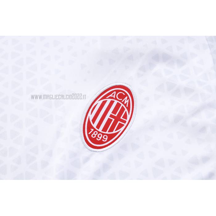 Tuta da Track del Milan Manga Corta 2023-2024 Blanco - Pantalon Corto